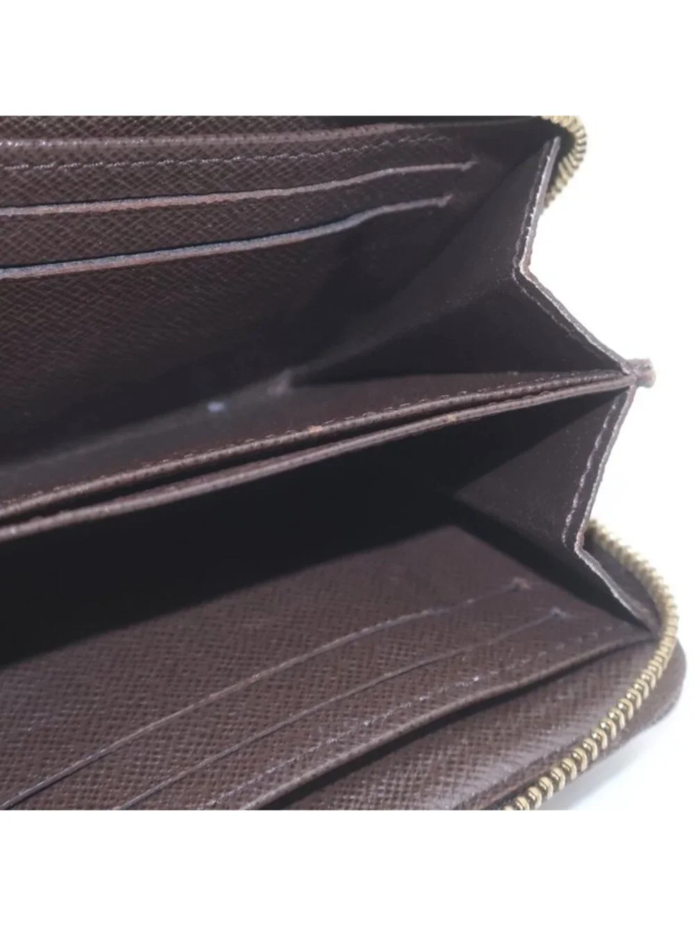 Louis Vuitton Damier Zippy Coin Purse Leather Brown